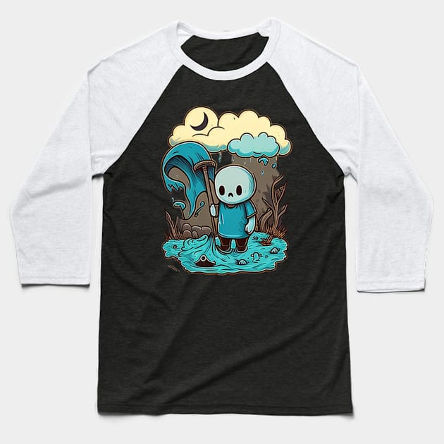 Cartoon death Baseball T-Shirt by Crazy skull